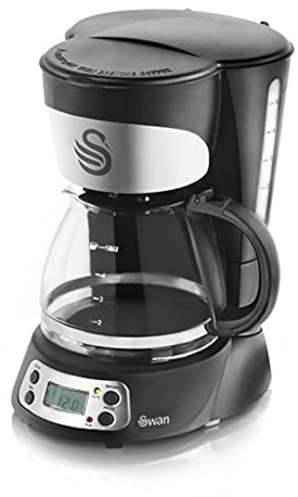Swan Programmable Coffee Maker with Keep Warm Function, LCD Timer, 750ml, 700W, Black, SK13130N