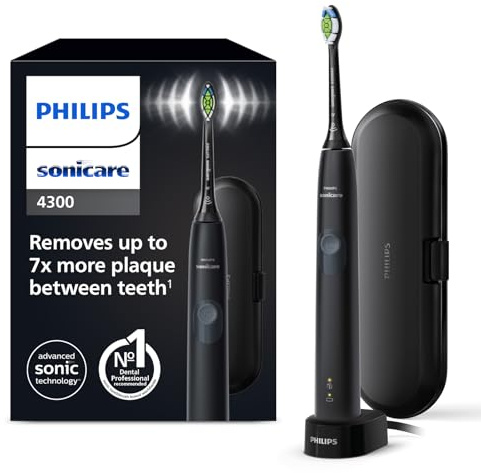Philips Sonicare ProtectiveClean 4300 Black Sonic Electric Toothbrush with Travel Case