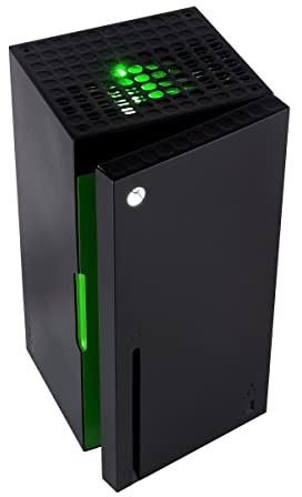 Xbox Series X Replica Mini Fridge Cooler - 10L, Black & Green, Thermoelectric, UK Plug