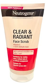 Neutrogena Clear & Radiant Face Scrub (1x 150ml), Purifying & Brightening Oil-Free Daily Exfoliator with Vitamin C and 0.5% Salicylic Acid, Suitable for Blemish-Prone for Clearer Radiant Complexion
