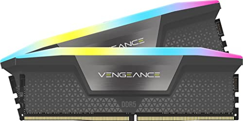 CORSAIR VENGEANCE RGB DDR5 32GB (2x16GB) DDR5 6000MHz CL30 AMD EXPO Intel XMP iCUE Memoria Compatibile per Computer - Grigio (CMH32GX5M2B6000Z30K)