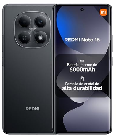 XIAOMI Redmi Note 15, Smartphone 6+128 GB, Massive 6000mAh Battery, Water Resistance, 108MP Super-clear Camera, 6.77" FHD+ Display, Black, Warranty 2 years, Charger Not Included