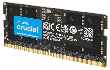Crucial RAM 16GB DDR5 5600MHz (o 5200MHz o 4800MHz) Memoria portatile CT16G56C46S5