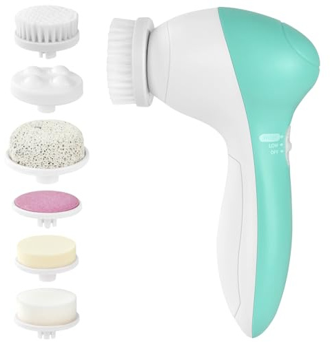 LOPHE Spazzola per la Pulizia del Viso, 7-In-1 Pulizia Viso Elettrico con 7 Ruotabile a 360 ° Testine, Spazzola per la Pulizia Viso Rimovibile, Esfoliante Delicato, Massaggio