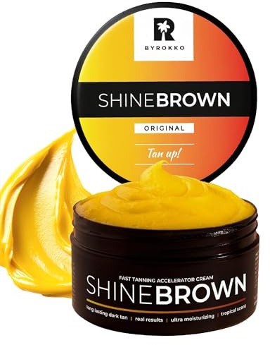 BYROKKO Shine Brown Tanning Accelerator 210ml - Fast Bronzing Sunbed Cream and Outdoor Tan Enhancer - Deep Natural Glow with Oil-Rich, Water-Resistant and Hydrating Formula