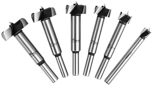 Flintronic Mèche Forstner pour bois, Mèches Forestières, 6 PCS (10/15/20/25/30/35mm), Foret à Bois en Alliage de Qualité Supérieure avec Queue Ronde Pour le Perçage Dans le Bois,Contreplaqué