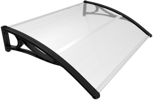 VOUNOT® Front Door Canopy Outdoor Awning, Rain Shelter for Back Door, Porch, Patio, Window, 120 x 80 cm, Black