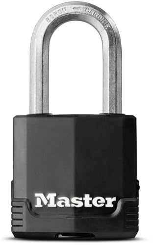 MASTER LOCK Heavy Duty Padlock, Security Level 8/10, Outdoor, Keyed, Covered Laminated Steel, Weatherproof, Medium Shackle