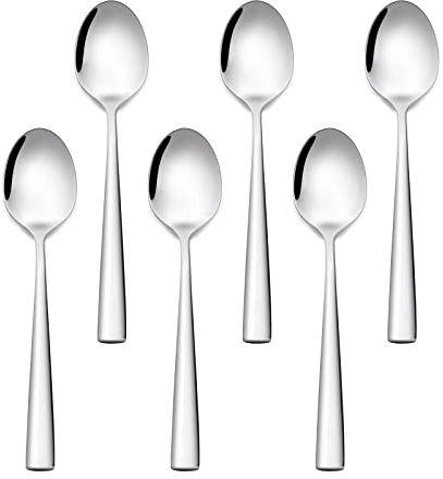 Otto Koning - Leipzig –Stainless Steel Teaspoons, Tea Spoons with Mirror Polished Finish, Coffee Spoons with Modern and Elegant Design. (6 Pieces)