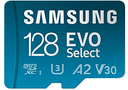 Samsung EVO Select (2024) microSD card + SD adapter, 128GB, Memory card for smartphone and tablet, UHS-I U3, 4K UHD, Full HD, 160 MB/s Read, MB-ME128SA/EU