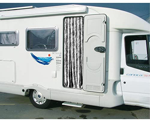 Rideau de Porte Chenille Gris et Blanc 56 x 185 cm pour Camping-car, Caravane, Bateau - Midland