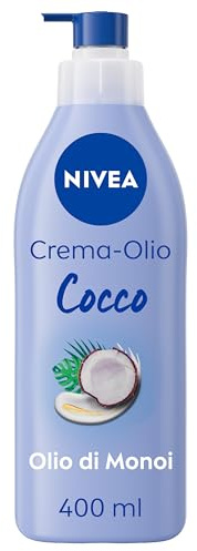NIVEA Crema-Olio Cocco & Olio di Monoi 400 ml, Crema idratante corpo 48h, Crema corpo profumata con Olio di Monoi e fragranza di Cocco, Crema corpo idratante pelle secca vellutante