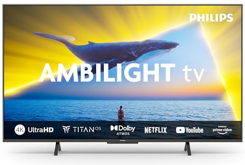 Philips Ambilight 65PUS8109 4K LED Smart TV - 65 Inch Display with Pixel Precise Ultra HD, Titan OS Platform and Dolby Atmos Sound, Works with Alexa and Google Voice Assistant - Satin Chrome