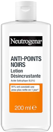 Neutrogena – Lotion Désincrustante Anti-Points Noirs (flacon de 200 ml) – Lotion pour le visage à l'acide salicylique (0,5%) – 91% ont constaté une peau plus nette en 1 jour*