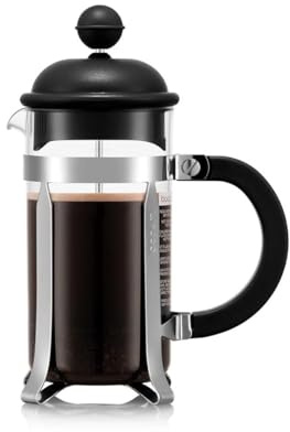 Bodum French Press Caffettiera Black - 350ml / 3 Cup Coffee Maker - Durable Glass & Stainless Steel Filter - BPA-Free Dishwasher Safe Percolator - Cafetiere Made in Portugal