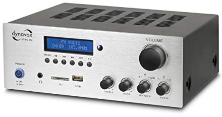 Dynavox VT-80 MK Amplificateur Stéréo Compact Argenté Blanc USB 2x75W