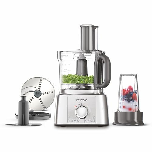 Kenwood MultiPro Express FDP65.180SI 3L Food Processor with 500ml Blender, 1000W, Silver/White