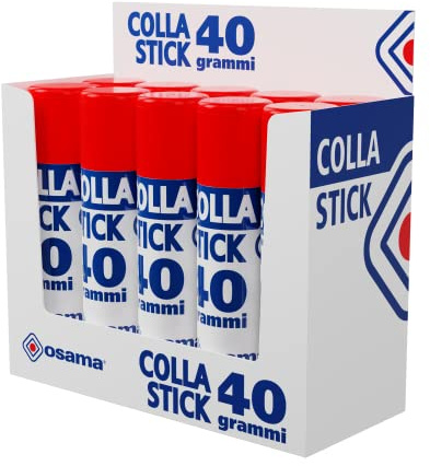 OSAMA - Colla Stick Extra Forte, Box da 10 Pezzi, 40 gr - Set Colle Stick Ideale per Cancelleria Scuola, Ufficio e Università - Scorrevole, Resistente e Adatta ai Bambini, Formula Classica