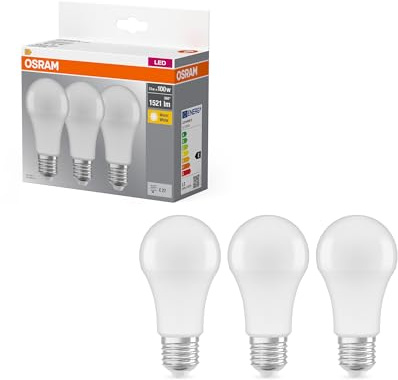 Osram Base Clas a Lampada LED E27, 13 W, Luce Calda, 3 Unità (Confezione da 1)