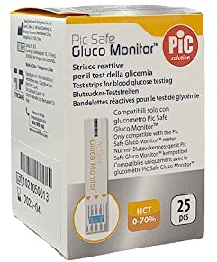 PIC Strisce Test Glicemia per Pic Safe Gluco Monitor, 25 Pezzi