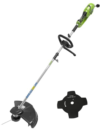 Greenworks Tagliabordi e Decespugliatore Elettrico 230V 1200W Taglio 40cm 2mm filo/coltello 5500 rpm, Maniglia Regolabile Potenza Motore GST1246