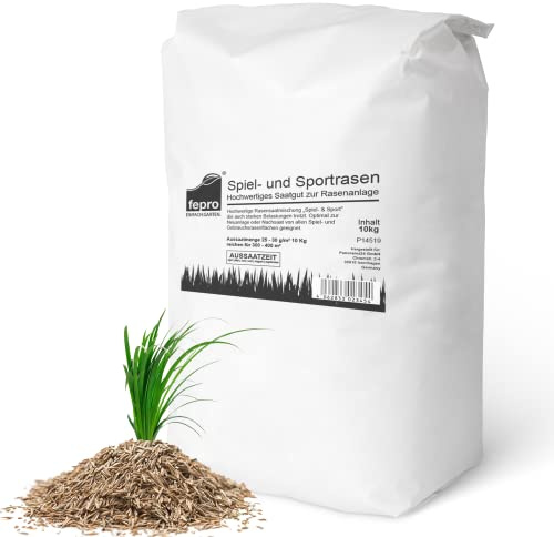 10 kg de graines pour pelouses sportives et jeux, 400 m², robustes, vert foncé, idéales pour les graines d'herbe et les semis de pelouse, printemps