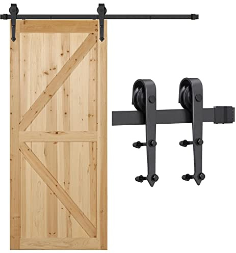 Yaheetech 183 cm / 6 Ft Kit de Porte Coulissante Rail pour Porte Suspendue Quincaillerie Système de Porte Coulissante Intérieur