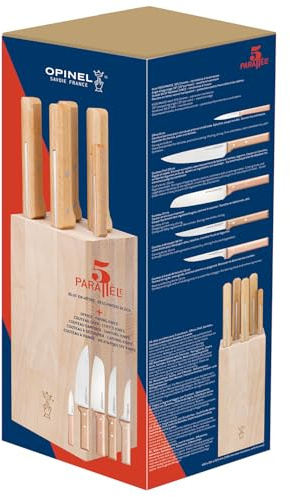 Bloc à couteaux Opinel Parallèle MEAT avec 5 couteaux, bois de hêtre, marron/noir