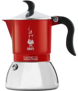 Bialetti Fiammetta Induzione Caffettiera Moka 4 Tazze Rosso Alluminio
