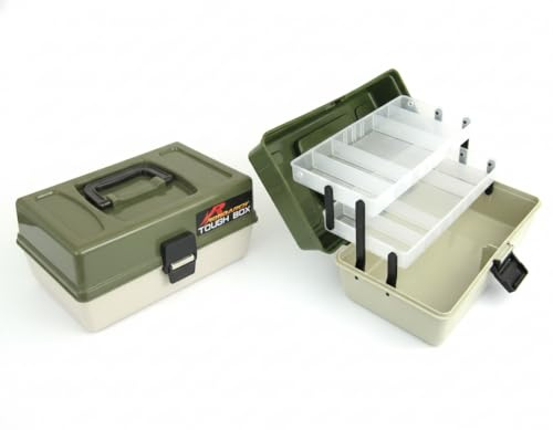 2 Tray Cantilever Fishing Tackle Box: Tough Impact Resistant ABS Storage with 6 Adjustable Dividers for Sea and Coarse Fishing