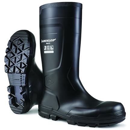 DUNLOP Work-It S5 – Bottes de travail pour hommes et femmes - Bottes de sécurité – Imperméable - PVC - Embout en acier - Antidérapant – Noir – Pointures 39