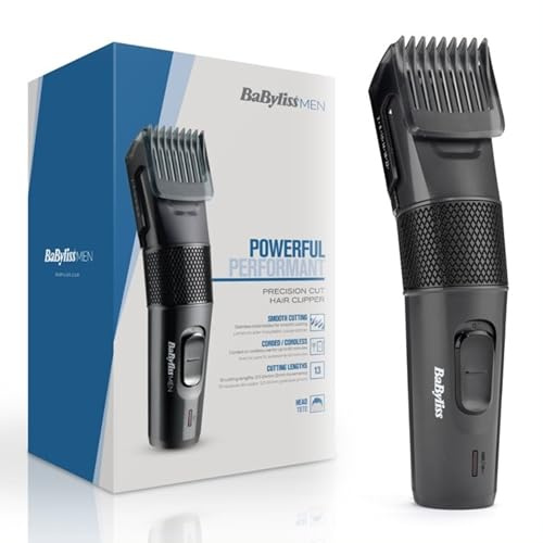 BaByliss E786E Precision Cut Tagliacapelli Professionale con Lame in Acciaio Inox, 13 Lunghezze di Taglio (0.5-24mm), Uso con/senza Filo, Autonomia 60 Minuti, Nero