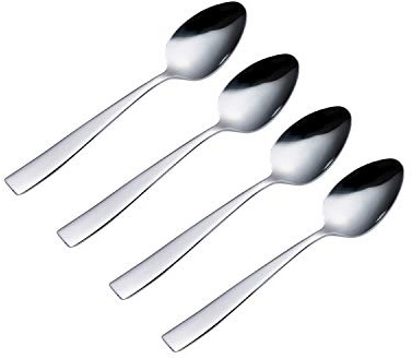 Viners Purity 4 Piece Teaspoon Set |18/0 Stainless Steel | Flared Handle Design, Mirror Polish | Serves 4 | Dishwasher Safe