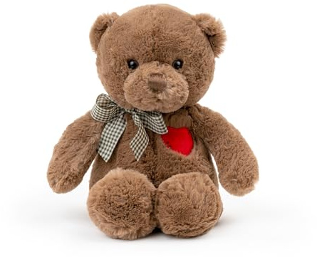 Adorlynetty 11” Small Teddy Bear with Heart Cute Brown Teddy Bear Stuffed Animals for Valentines Day Soft Bear Plushie