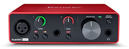 Focusrite Scarlett Solo 3rd Gen USB Audio Interface, The Guitarist, Vocalist, Podcaster Or Producer, Studio Quality Sound, Red