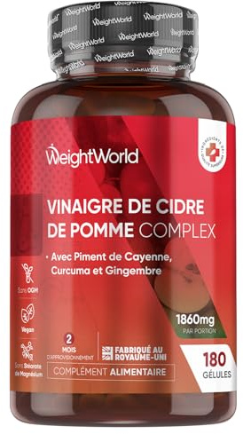 Apple Cider Vinegar Capsules 1860mg - 2 Months Supply - 180 Capsules - 4 Probiotic Strains (2 Billion CFUs) - with Cayenne Pepper, Turmeric & Ginger - Non-GMO & Vegan ACV Supplement - Made in the UK
