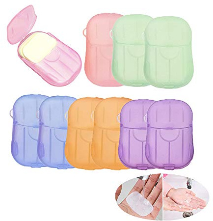 CRIVERS Lot de 10 Portable Disposal Savon Feuilles de Papier jetables Film moussant Savon de Papier pour Voyage extérieur à Laver