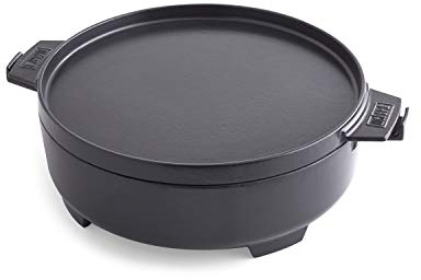 Weber 8857 2-in-1 Cast Iron Dutch Oven for Gourmet BBQ System, Black