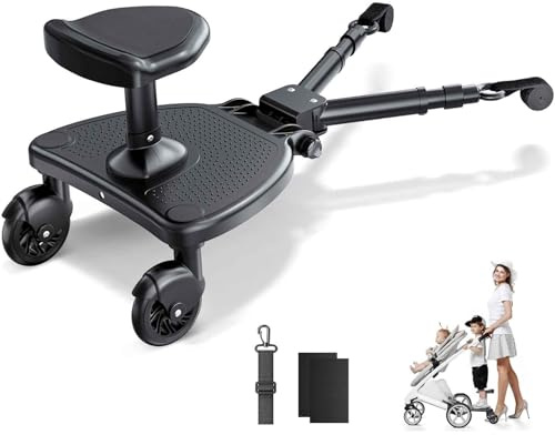 BugyKido Buggy Board with Wider Seat, Universal Buggy Board for Toddlers 2-6 Years, 25kg Load, Standing & Sitting Board Compatible with Over 99% Prams