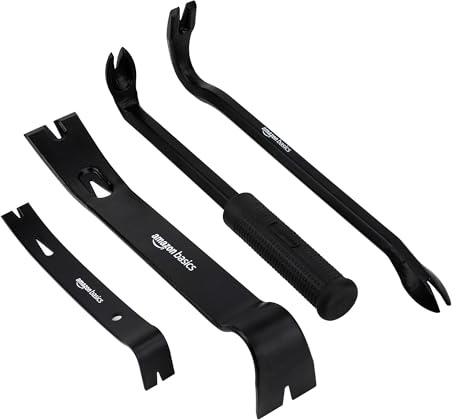 Amazon Basics Pry Bar/Nail Puller, 4 count (Pack of 1), Black