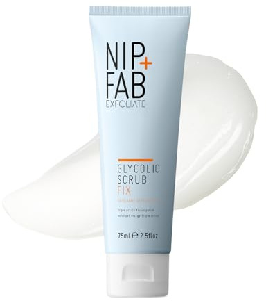 NIP + FAB Glycolic Fix Scrub – 3% Glycolic Acid (AHA) and 1% Salicylic Acid (BHA) Exfoliating Face Scrub for Brightening, Resurfacing and Deep Pore Cleansing, 75ml
