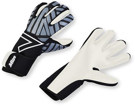 Mitre Impel Goalkeeper Gloves | Shock Absorption | Extra Grip, Black/Grey, Size 7