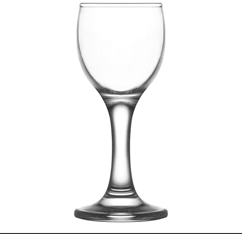 LAV 6X Clear 55ml Misket Sherry Glasses - Small Port Brandy Vodka Liqueur Dessert Wine Drinking Shot Glass Set with Stem