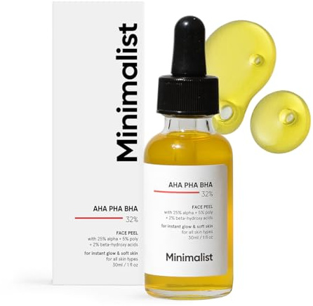 Minimalist 32% AHA PHA BHA Peeling Solution for Glowing Skin, Smooth Texture & Pore Cleansing | Weekend Facial Exfoliant or Peel |30 ml (Pack of 1)