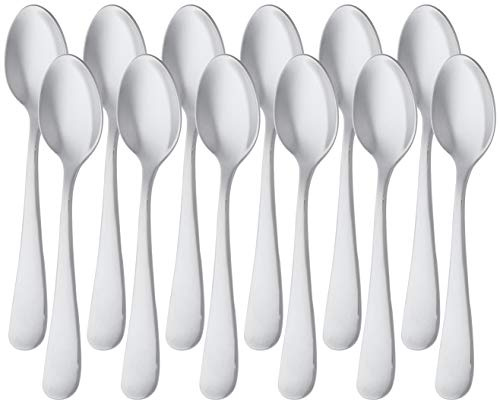 Amazon Basics Stainless Steel Coffee Spoon with Round Edge, 13.3 cm, Pack of 12, Silver