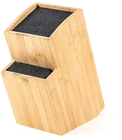 Hanseküche Bloc à couteaux - Porte-couteaux sans couteau - Planche à couteaux en bois (bambou, marron, carré, incliné)
