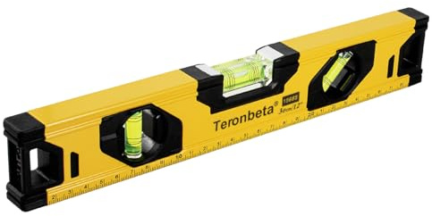 Teronbeta Aluminium Alloy Spirit Level 300 mm/12 Inch Shock Proof Torpedo Level with Magnetic Base and 3 Bubble 45°,90°,180° - Yellow/Black