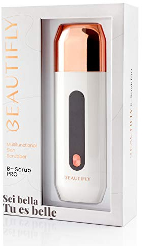 Beautifly B-Scrub Pro Multifunctional Ultrasonic Skin Scrubber with EMS, Red & Blue Photon Light, Cordless Charging, White
