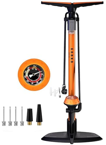 GOBKO Bike Pump Bicycle Floor Pump with Gauge, Bicycle Pumps with Presta and Schrader tire Pump multifunctional Air Pump for Road Bike MTB Sports Balls Pump High Pressure 160Psi &11Bar