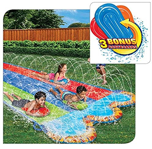 Banzai Triple Racer 16 Ft Water Slide-with 3 bodyboards included